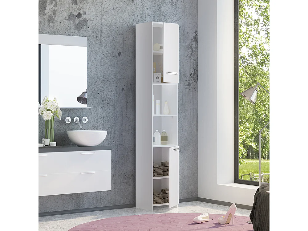 Meuble salle de bain blanc 30x30x190 kiko