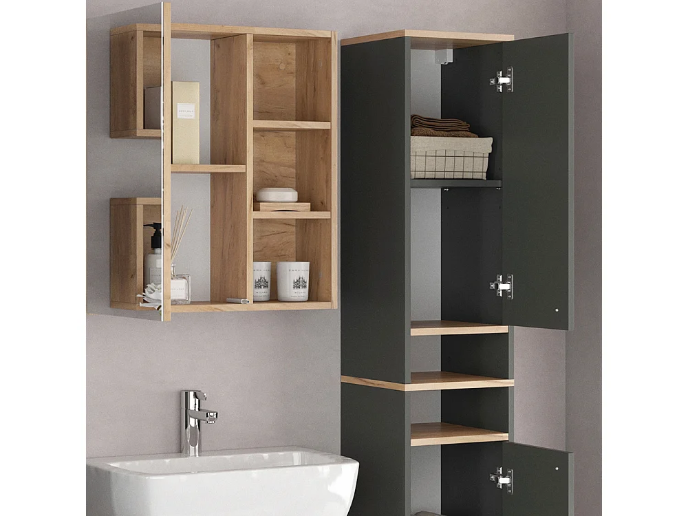 Meuble salle de bain anthracite 30x30x174 senyo