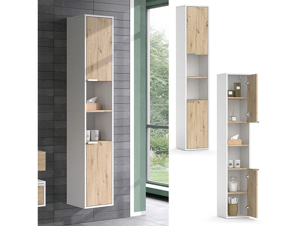 Armadio per il bagno bianco 30x30x165 henri