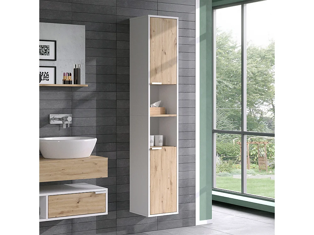 Armadio per il bagno bianco 30x30x165 henri