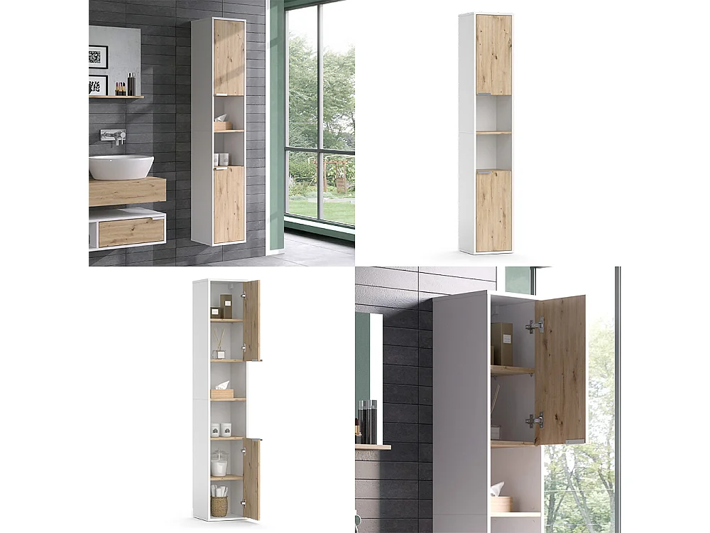 Armadio per il bagno bianco 30x30x165 henri