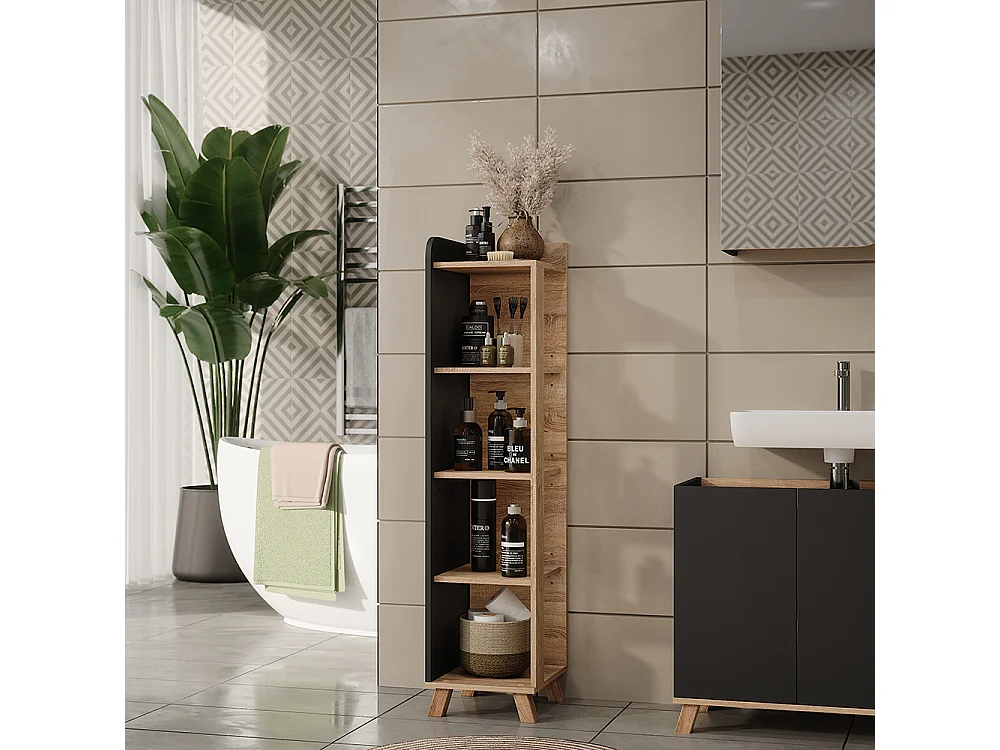 Étagère de salle de bain sonoma/anthracite 30x35x128 karen