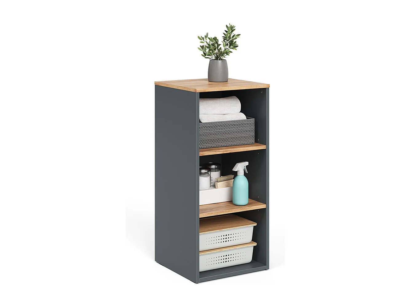 Armoire Midischrank anthracite/chêne doré 40.2x40.5x88.2 viktor