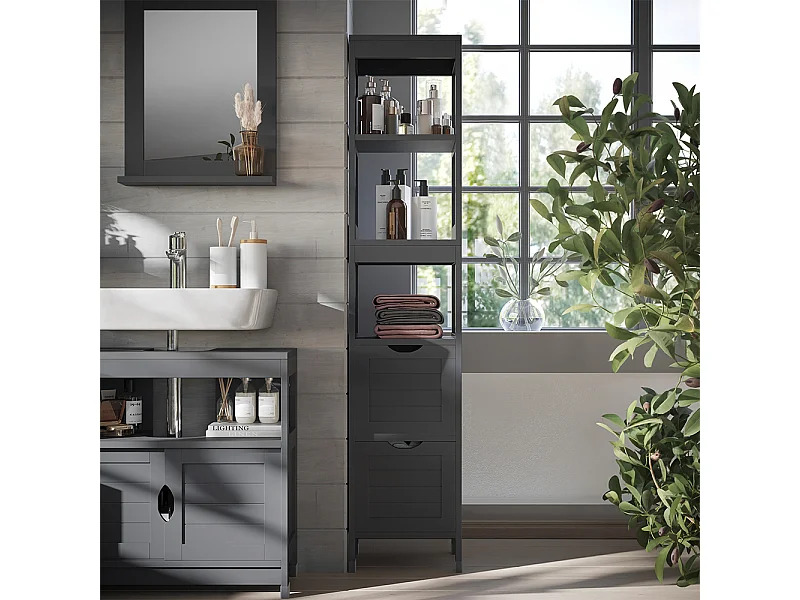 Meuble salle de bain gris 30x30x144 vilda