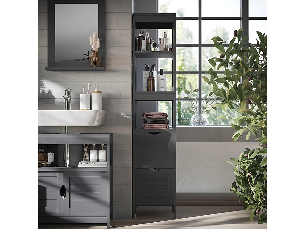 Meuble salle de bain gris 30x30x144 vilda