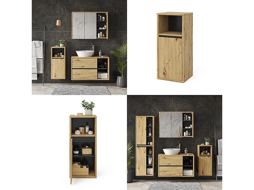 Meuble salle de bain chêne artisan 38x33x80 viola