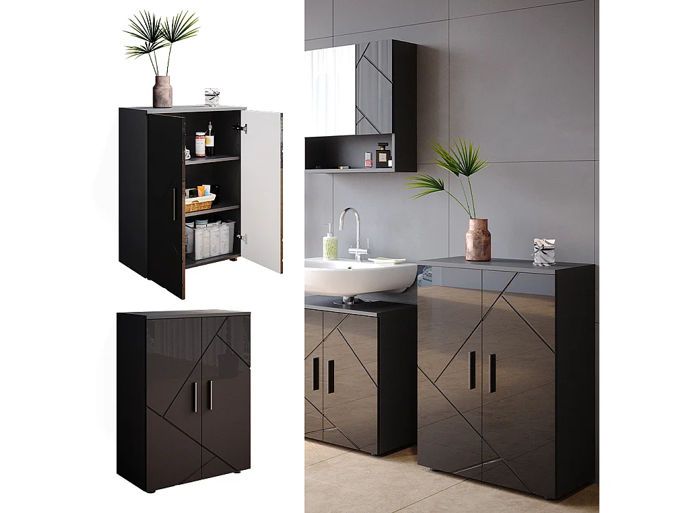 Mobiletto bagno antracite lucido 60x30x81 irma