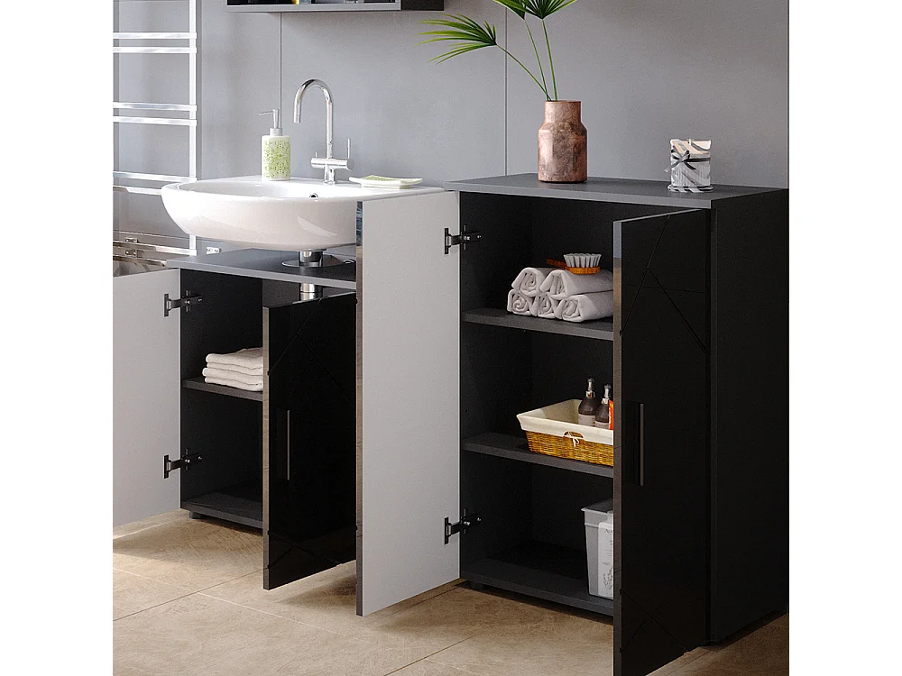 Mobiletto bagno antracite lucido 60x30x81 irma