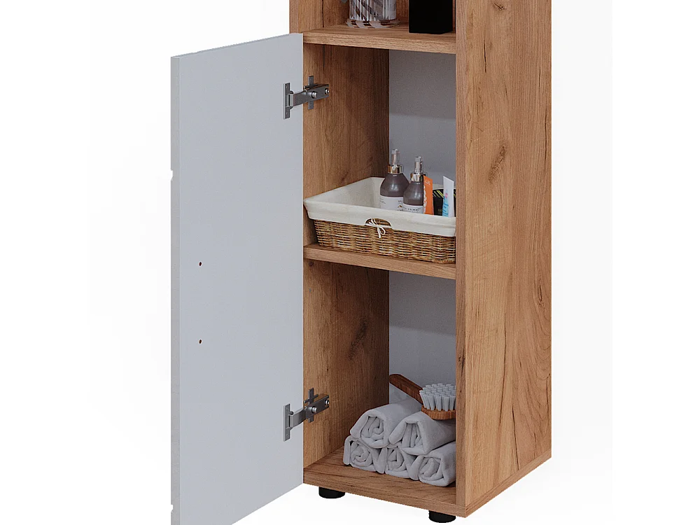 Meuble salle de bain blanc brillant/chêne doré 30x30x95 irma