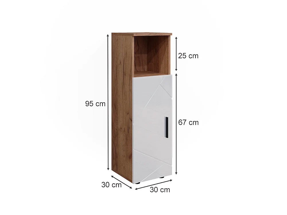 Szafka Midi biały wysoki połysk/złoty dąb power 30x30x95 irma