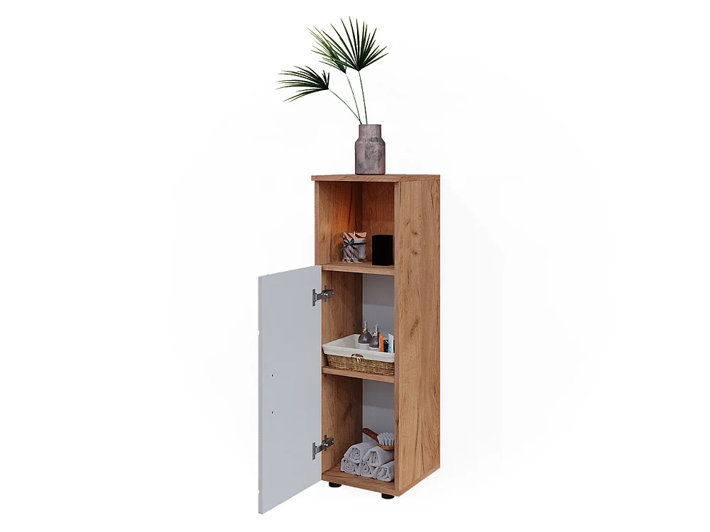 Szafka Midi biały wysoki połysk/złoty dąb power 30x30x95 irma