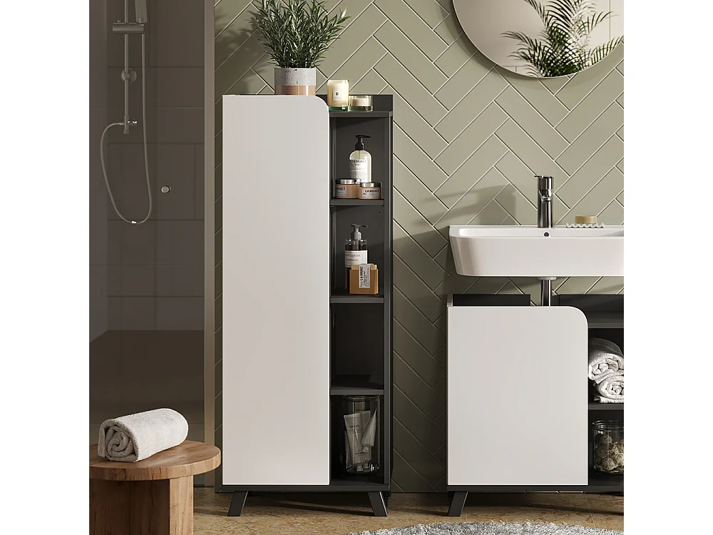 Armoire Midischrank anthracite/blanc 50x35x128 karen