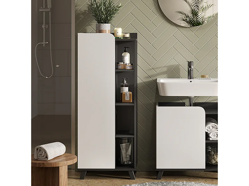 Mobiletto midi antracite/bianco 50x35x128 karen