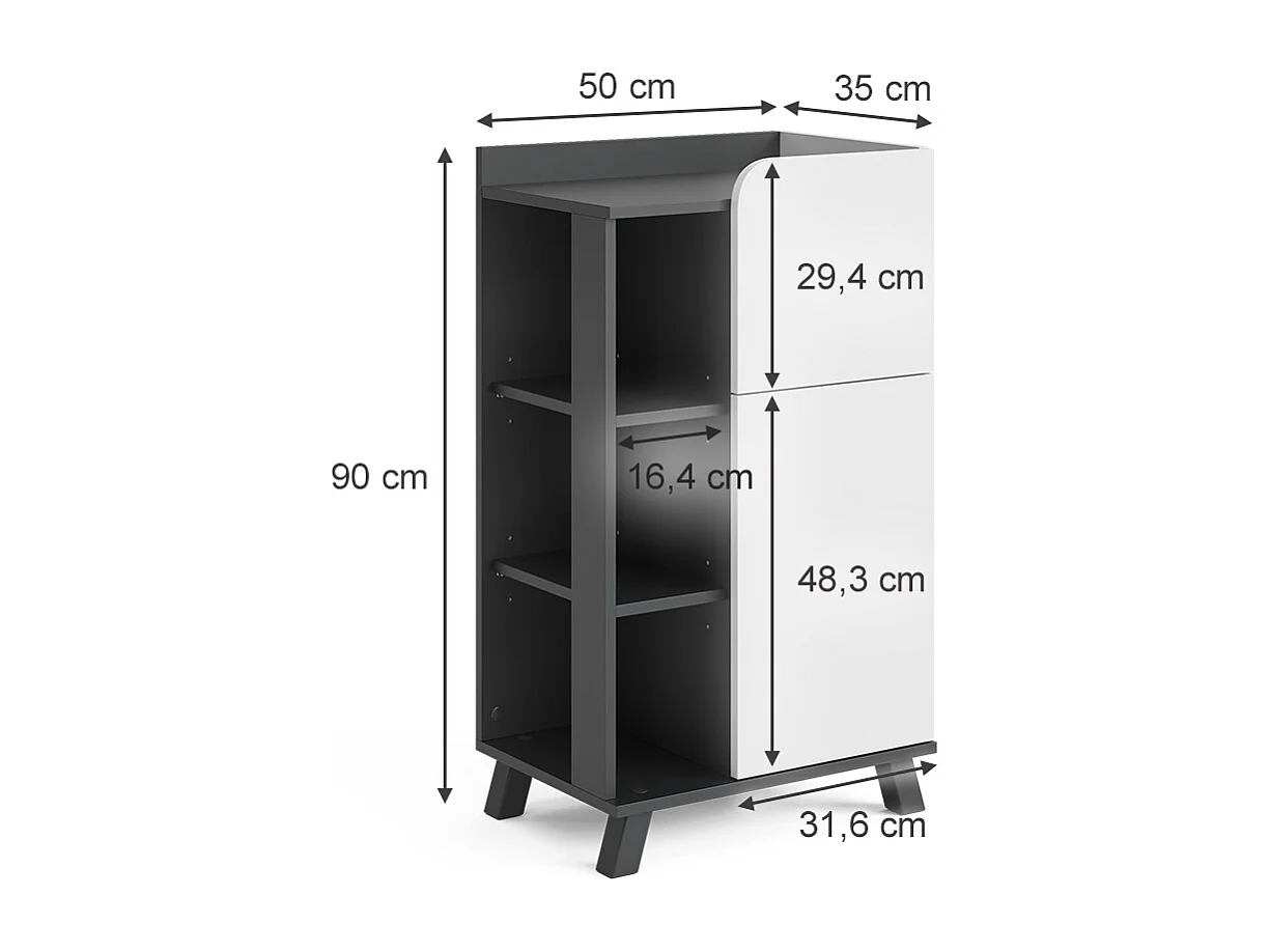 Armoire Midisch anthracite/blanc 50x35x90 karen