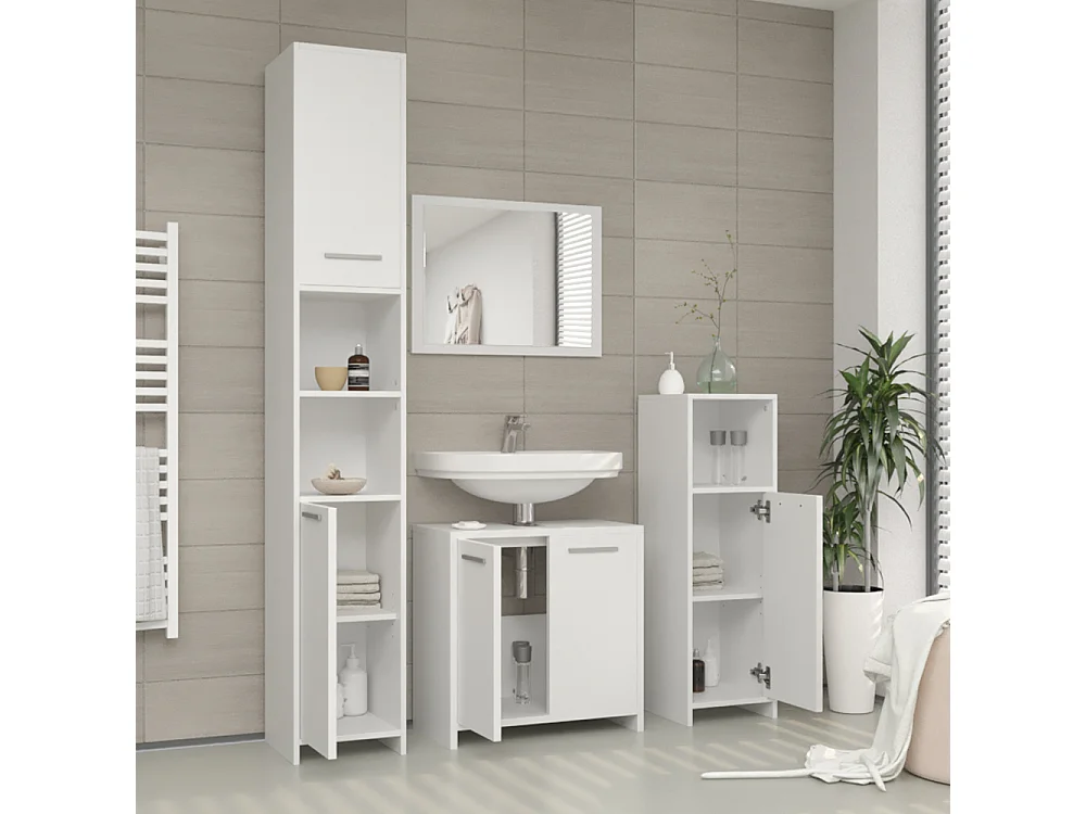 Meuble salle de bain blanc 30x30x95 kiko