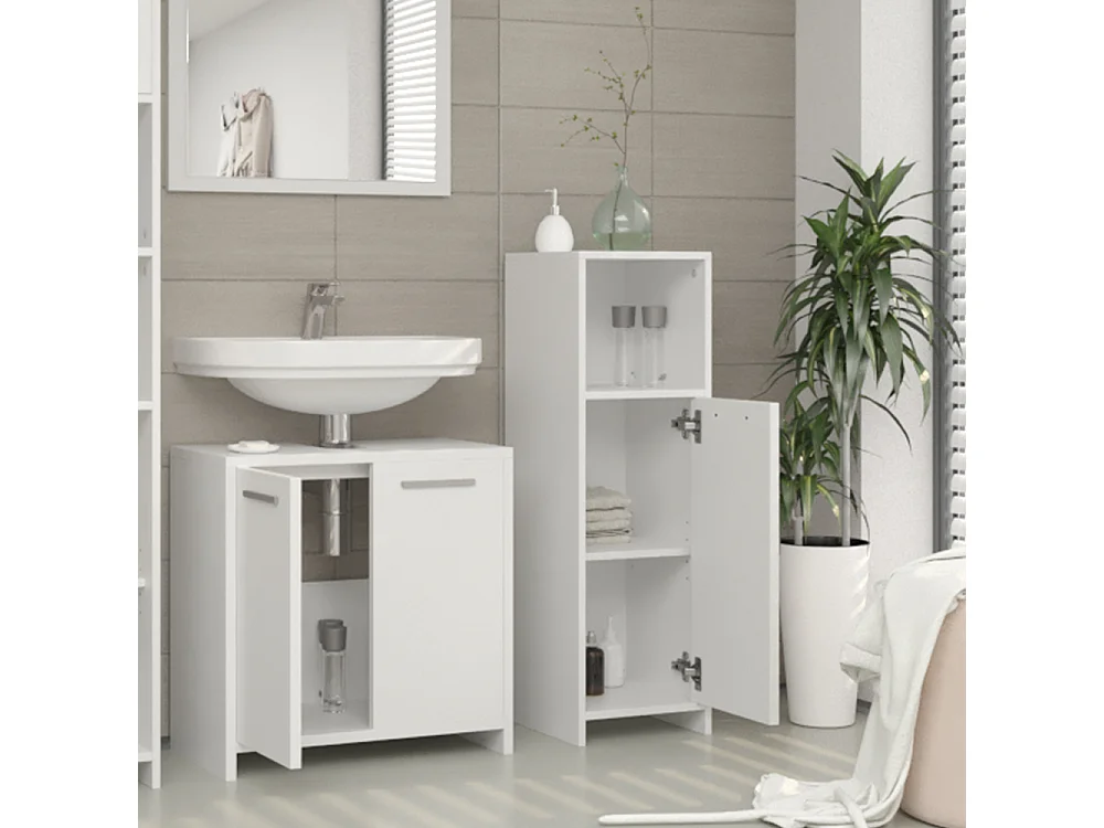 Meuble salle de bain blanc 30x30x95 kiko