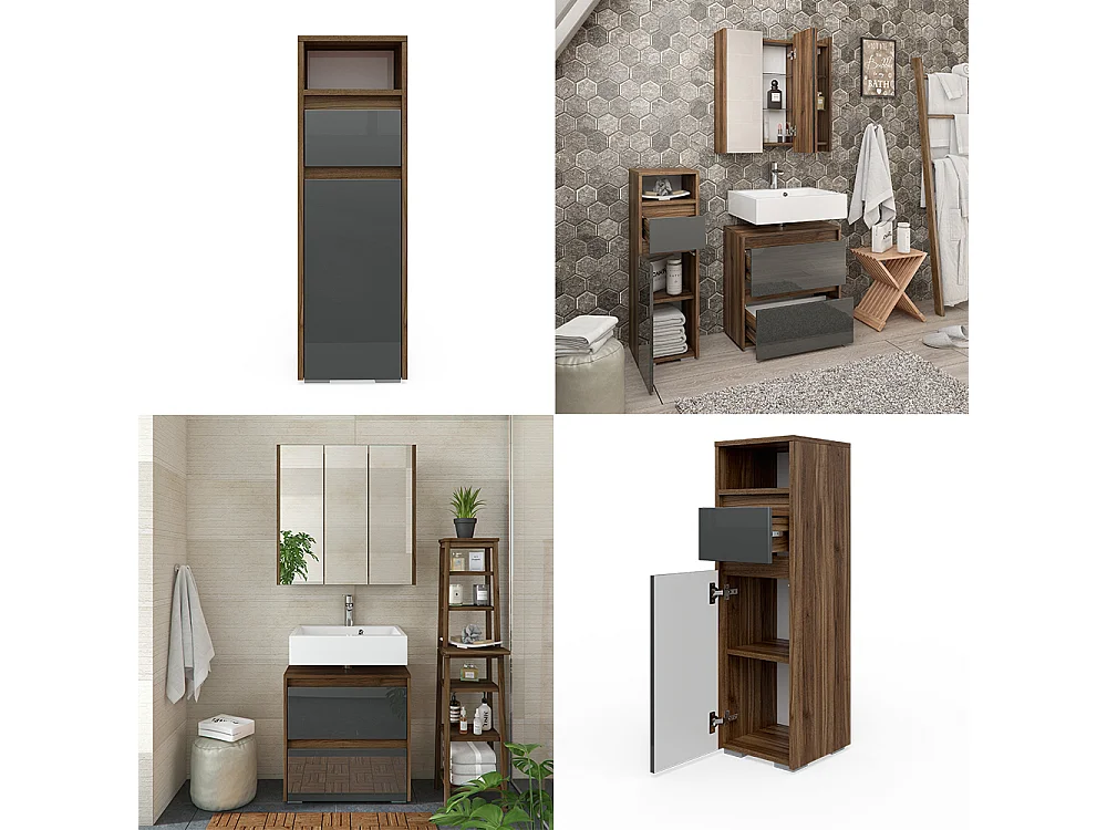 Midischrank anthrazit hochglanz 30.2x30x96.3 majest