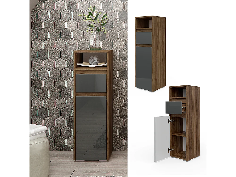 Meuble salle de bain anthracite haute brillance 30.2x30x96.3 majest