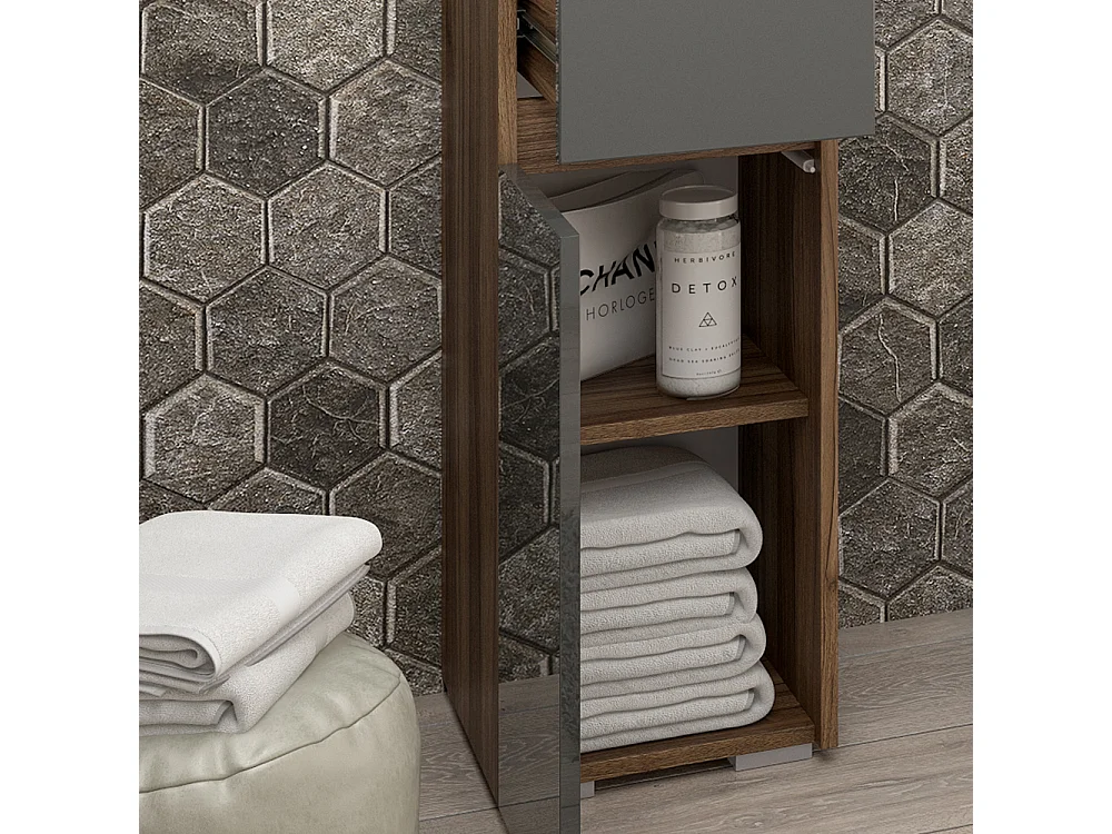 Meuble salle de bain anthracite haute brillance 30.2x30x96.3 majest