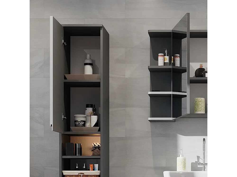 Meuble salle de bain blanc 30x30x190 j-shape