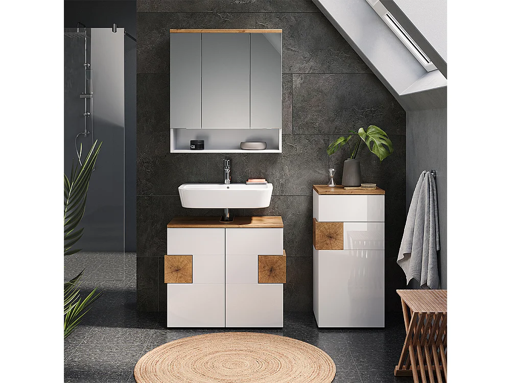 Meuble salle de bain blanc 40x37x84 eden