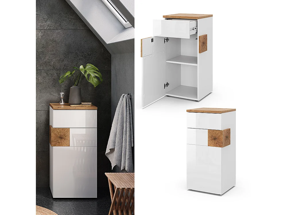 Meuble salle de bain blanc 40x37x84 eden