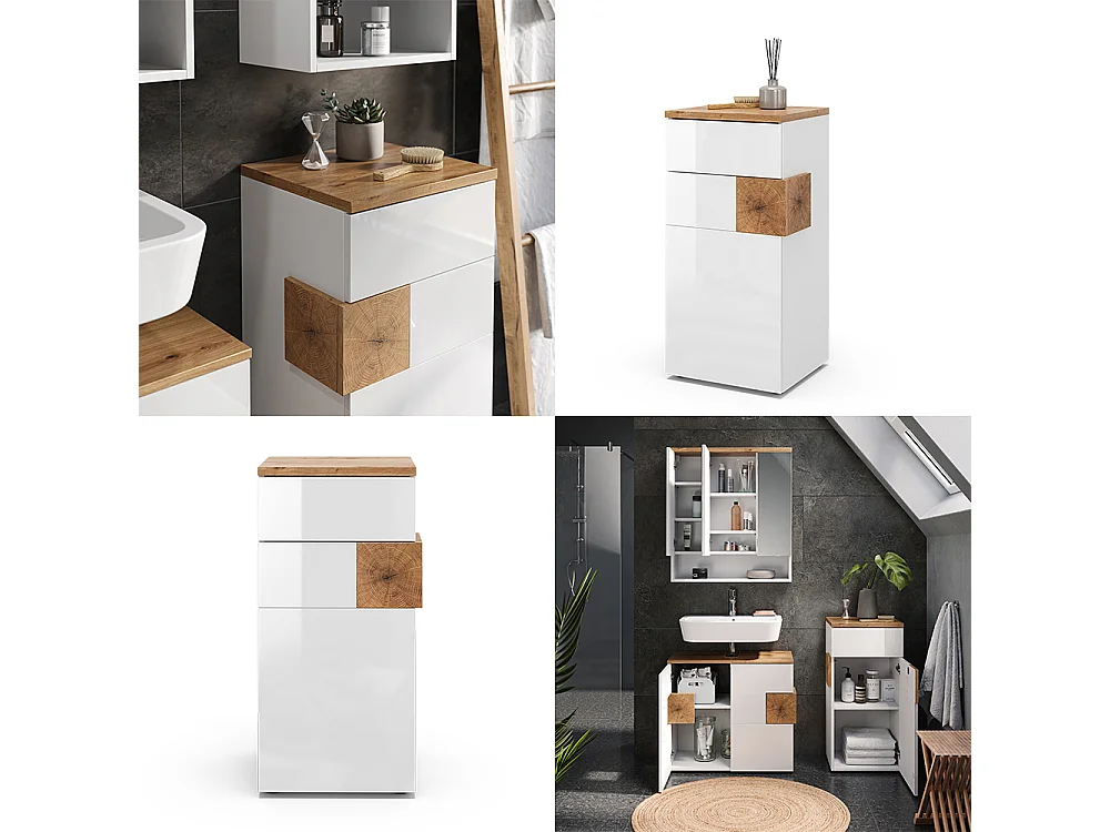 Meuble salle de bain blanc 40x37x84 eden