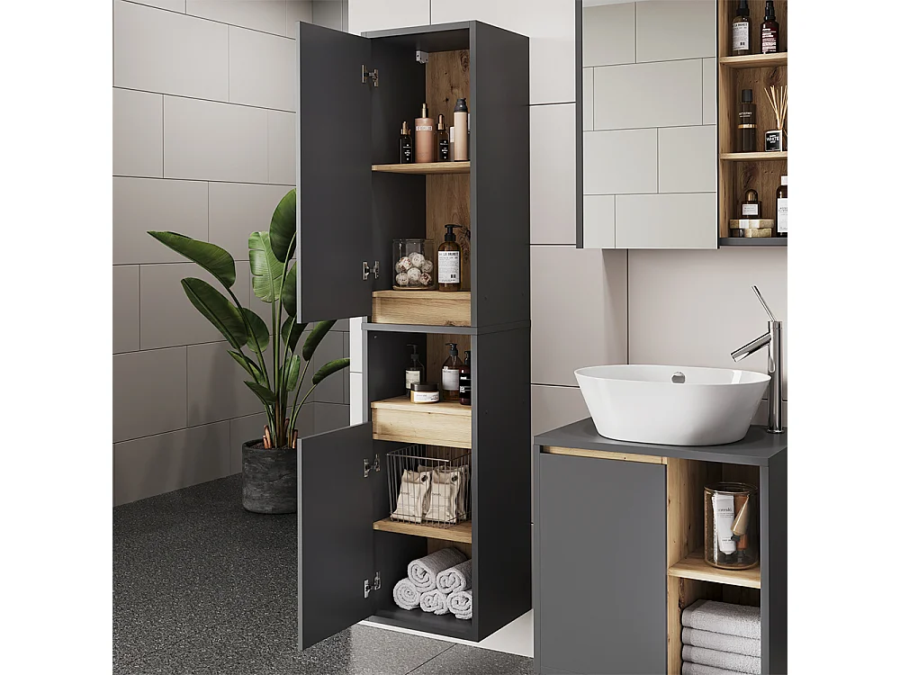 Armoire haute gris/artisan 38x33x170 viola