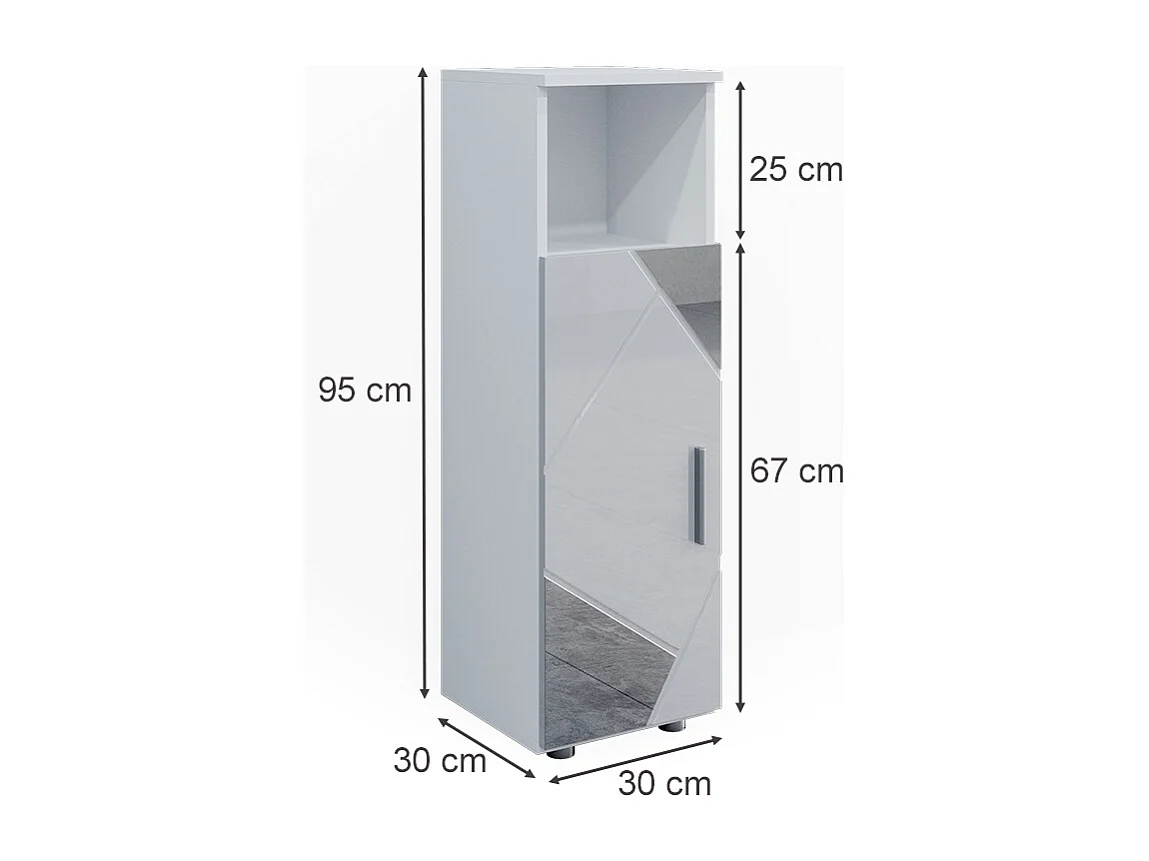 Midischrank weiß hochglanz mit einsätzen 30x30x95 irma