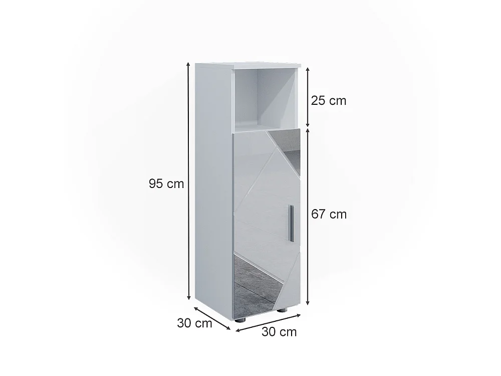 Meuble salle de bain blanc brillant avec inserts 30x30x95 irma