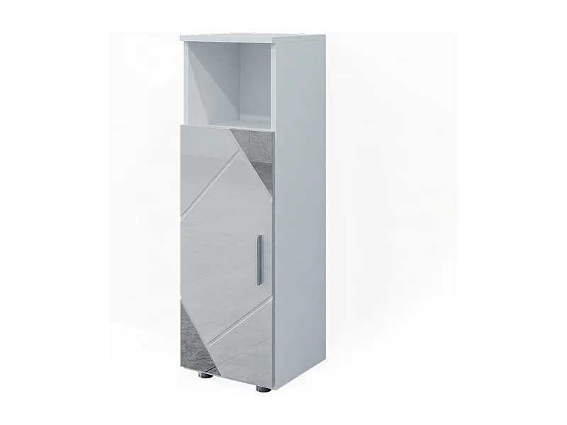 Meuble salle de bain blanc brillant avec inserts 30x30x95 irma