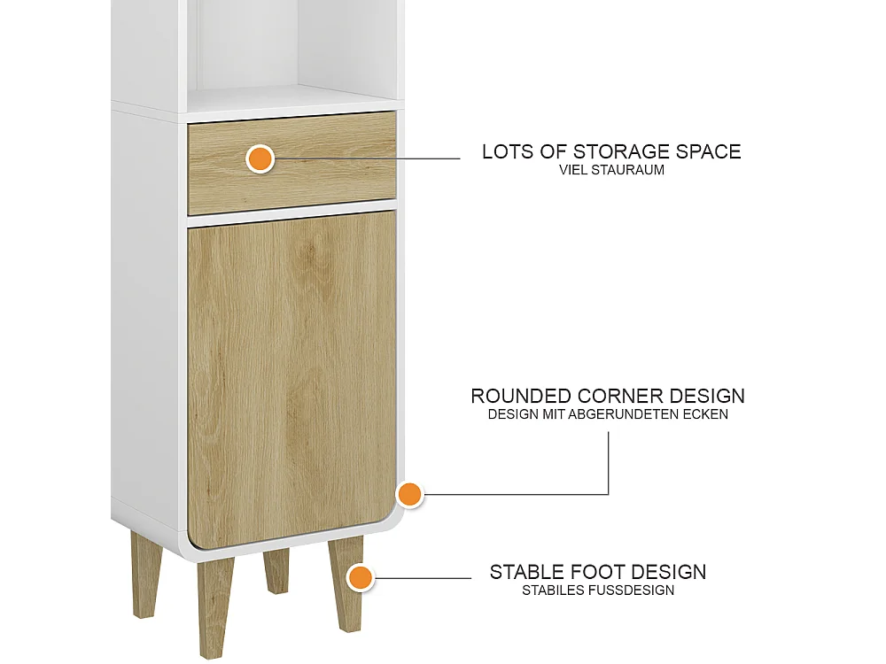 Badezimmermöbel weiß/eiche 40x30x161 arla