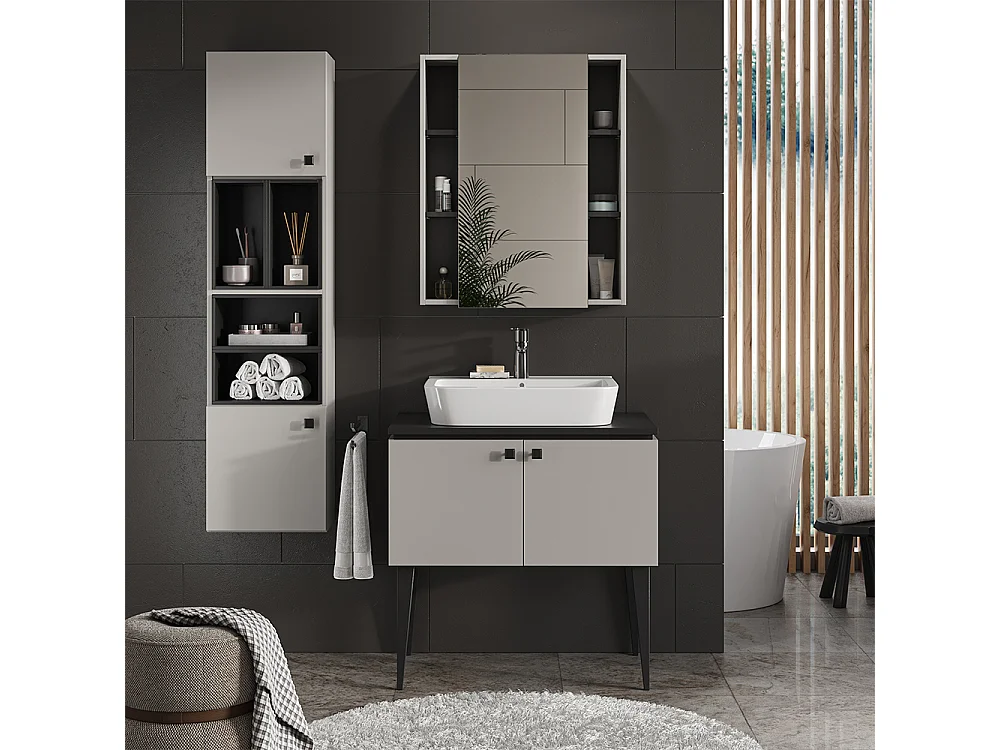 Armadio per il bagno grigio 37.5x26x150 gerta