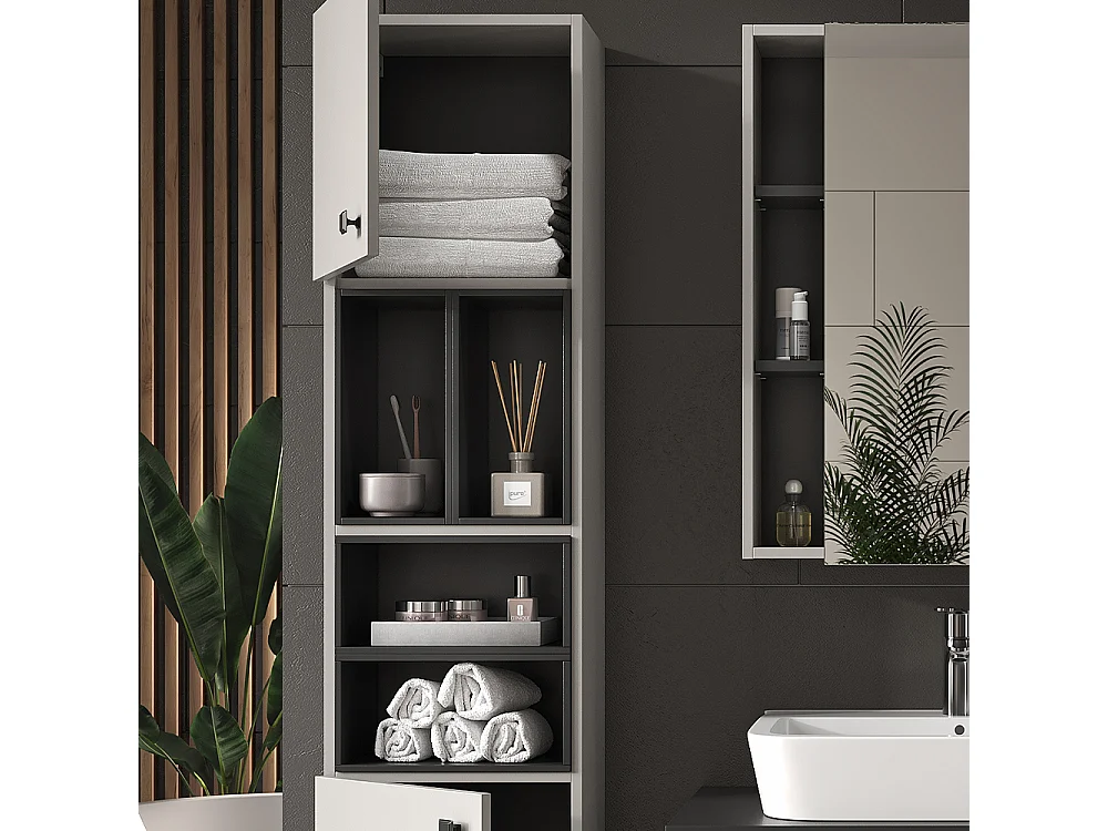 Armadio per il bagno grigio 37.5x26x150 gerta