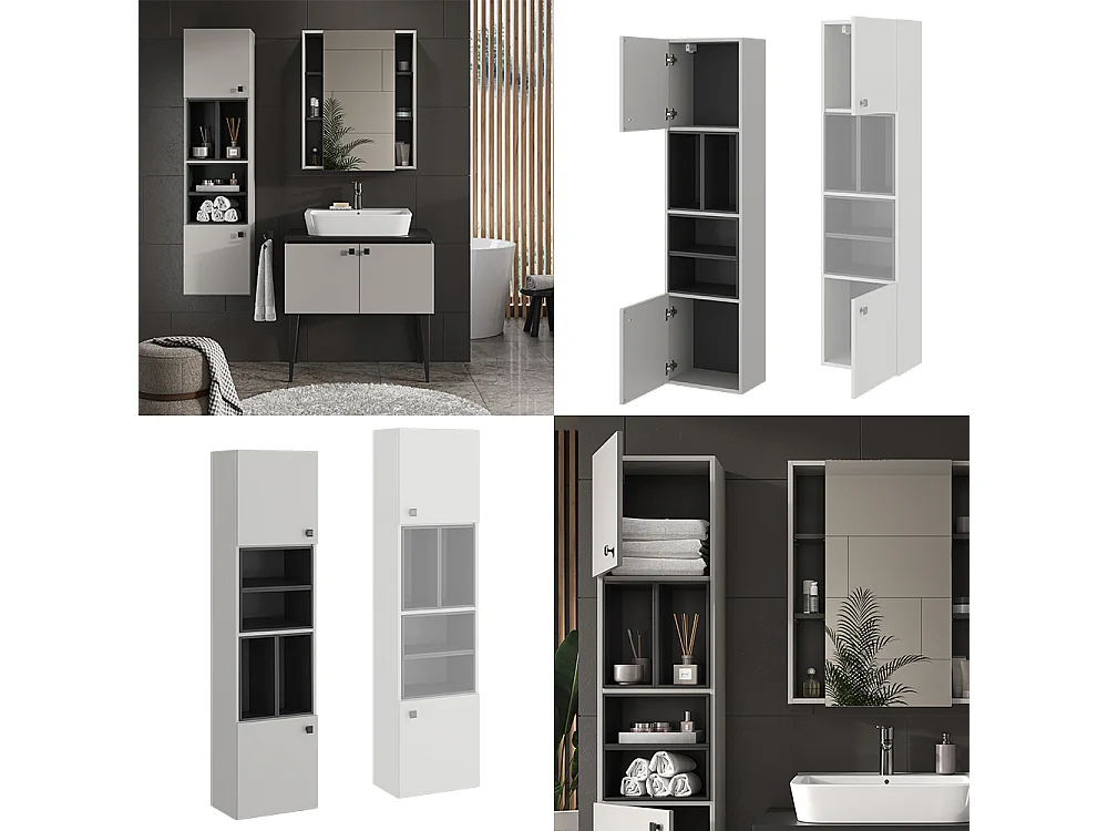 Meuble salle de bain gris 37.5x26x150 gerta