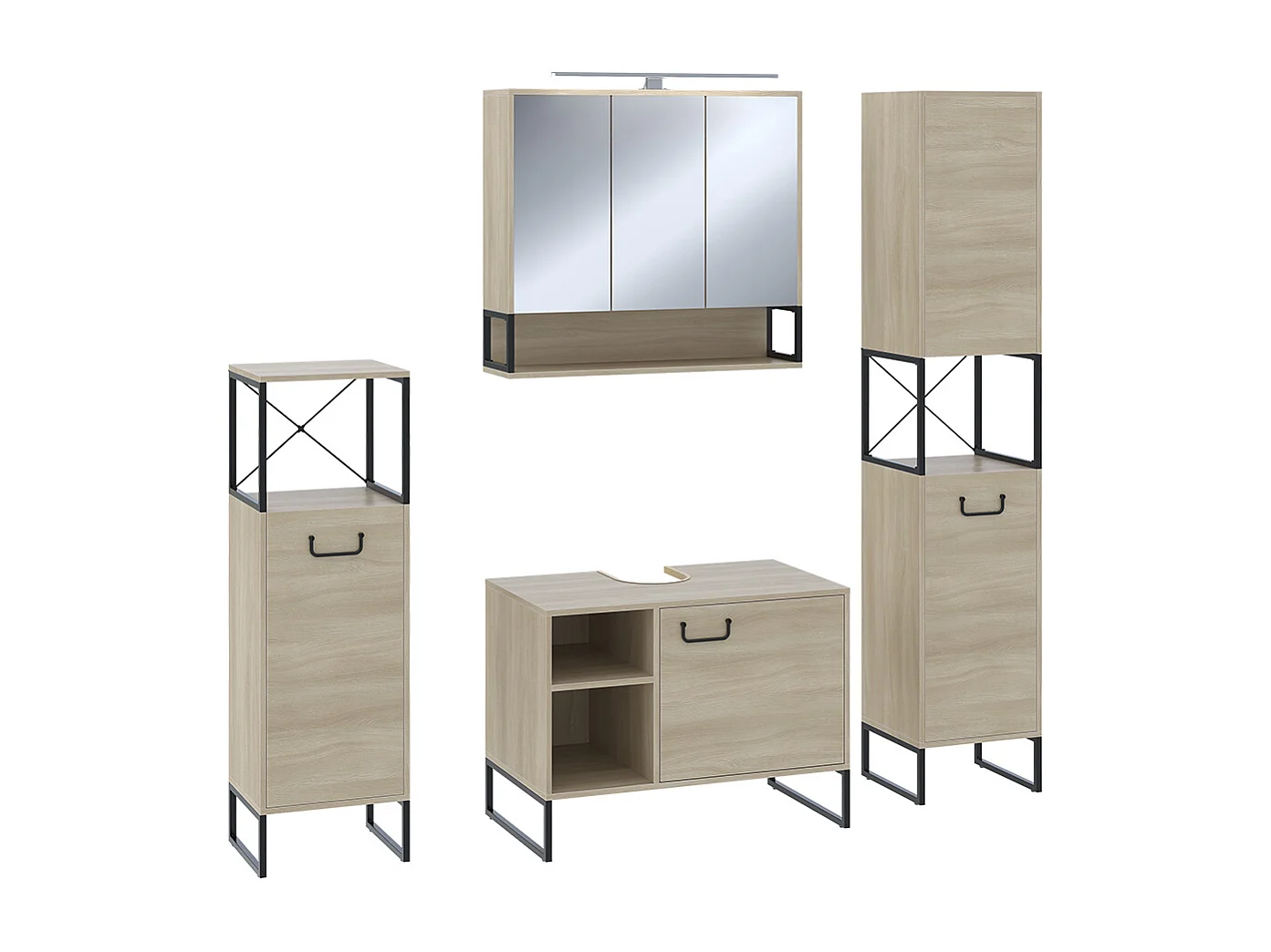 Mueble Midi roble/negro 36x33x116.5 vionna