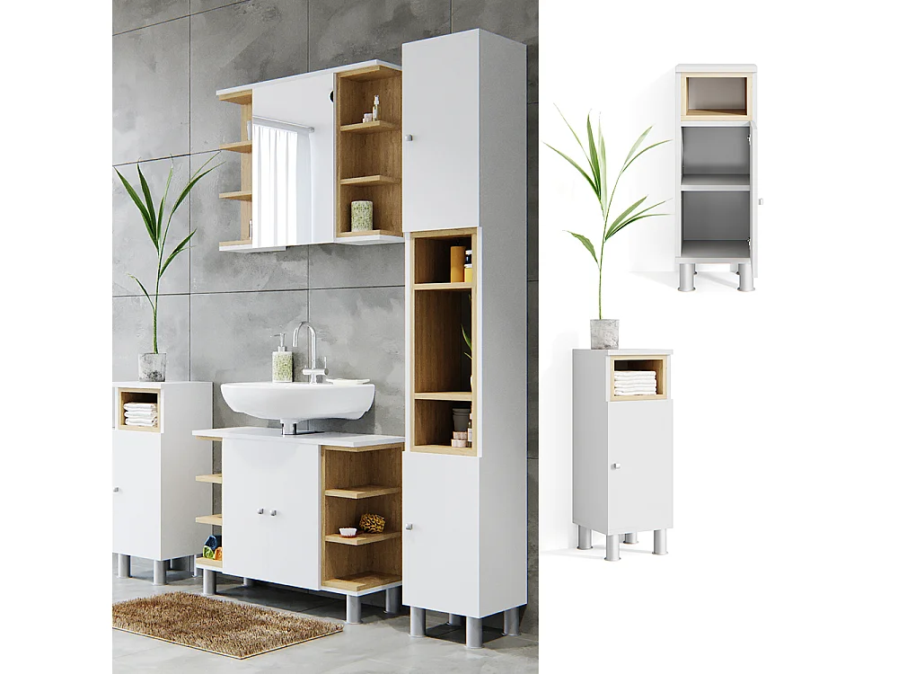 Meuble salle de bain blanc 30x30x81.8 aquis