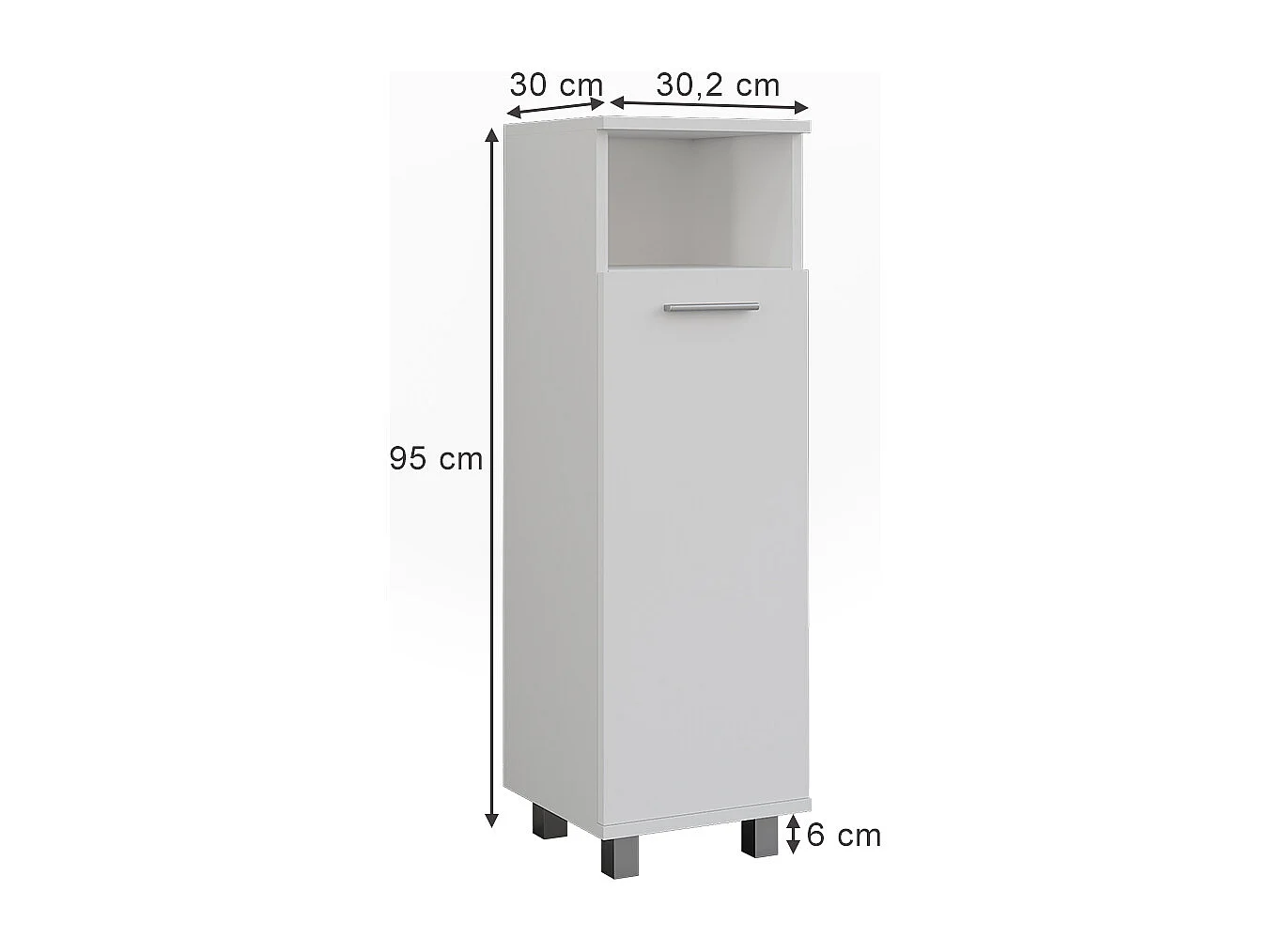 Midischrank weiß 30.2x30x95 ilias