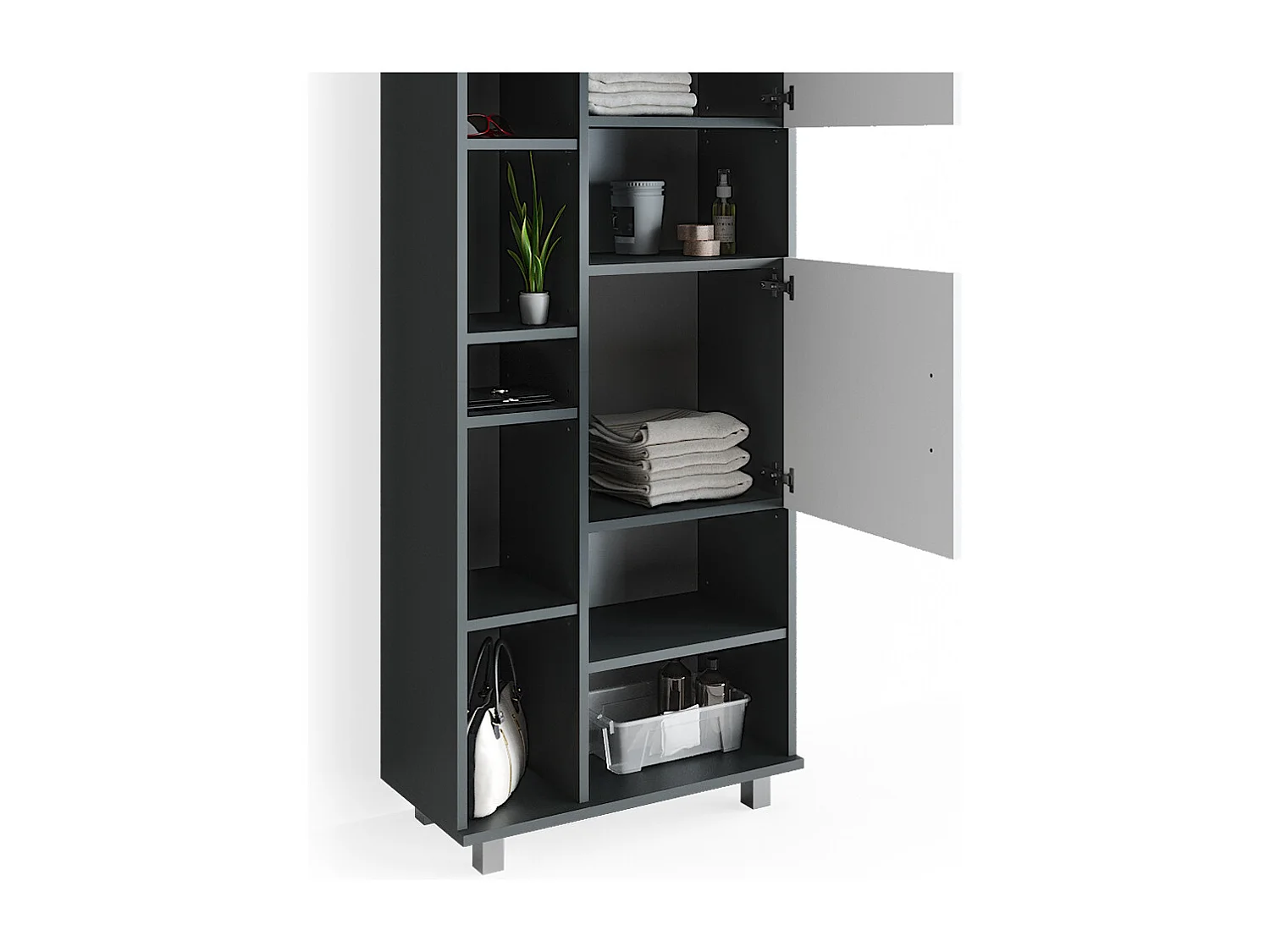 Badschrank anthrazit/weiß 60x30x190 ilias