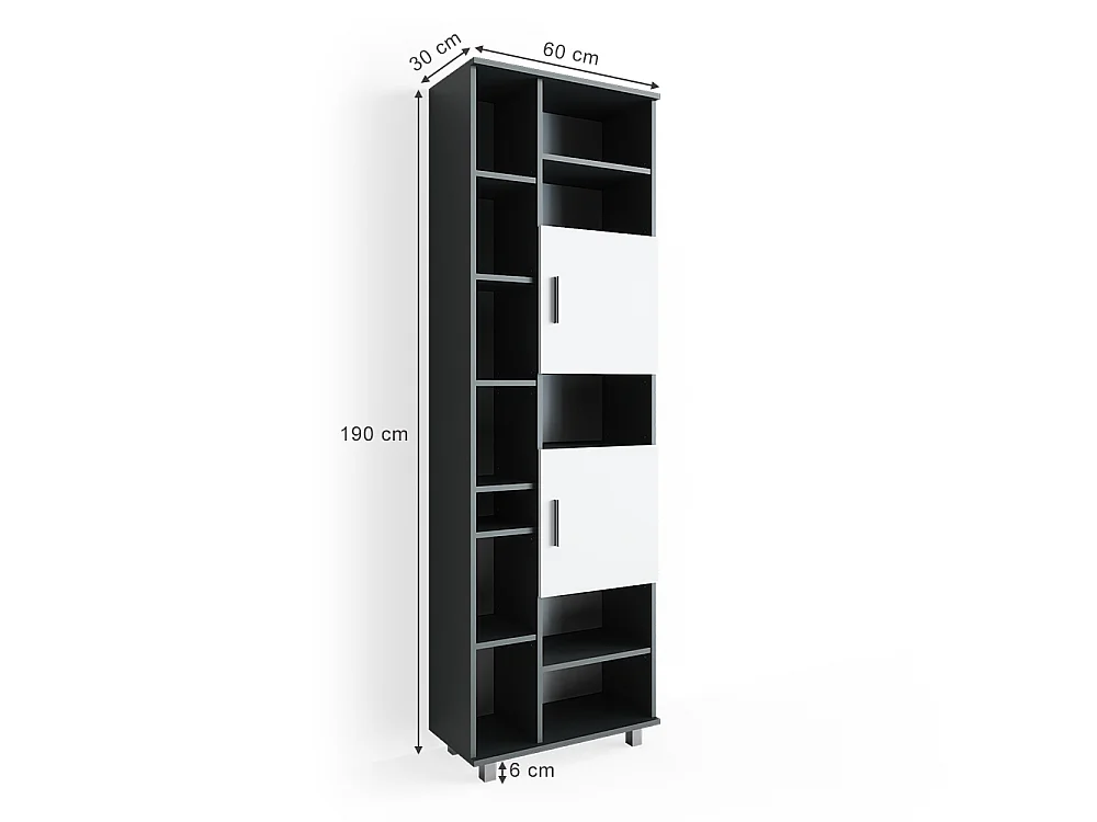Badeværelsesskab antracit/hvid 60x30x190 ilias