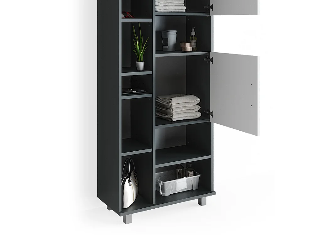 Badeværelsesskab antracit/hvid 60x30x190 ilias
