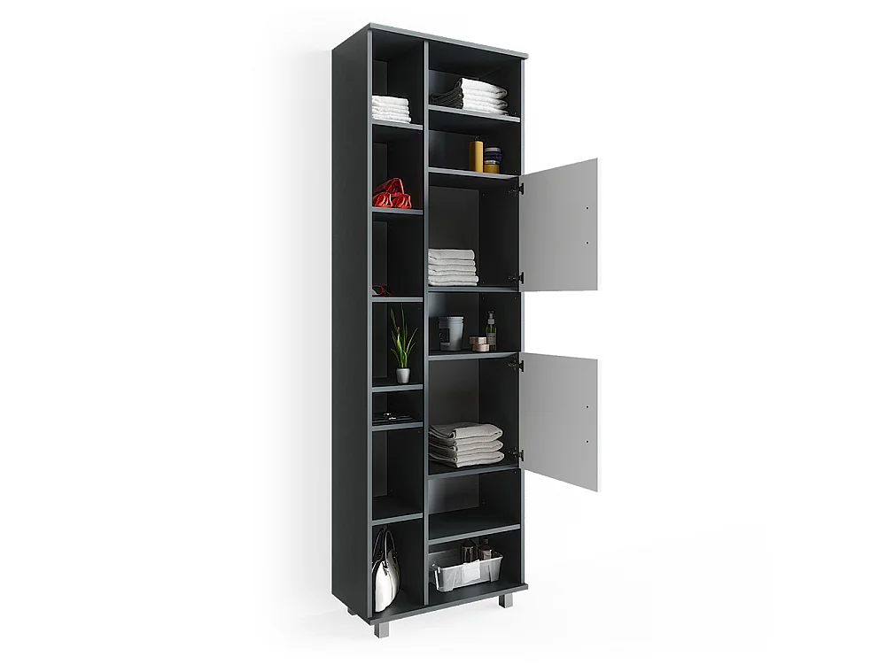 Badeværelsesskab antracit/hvid 60x30x190 ilias