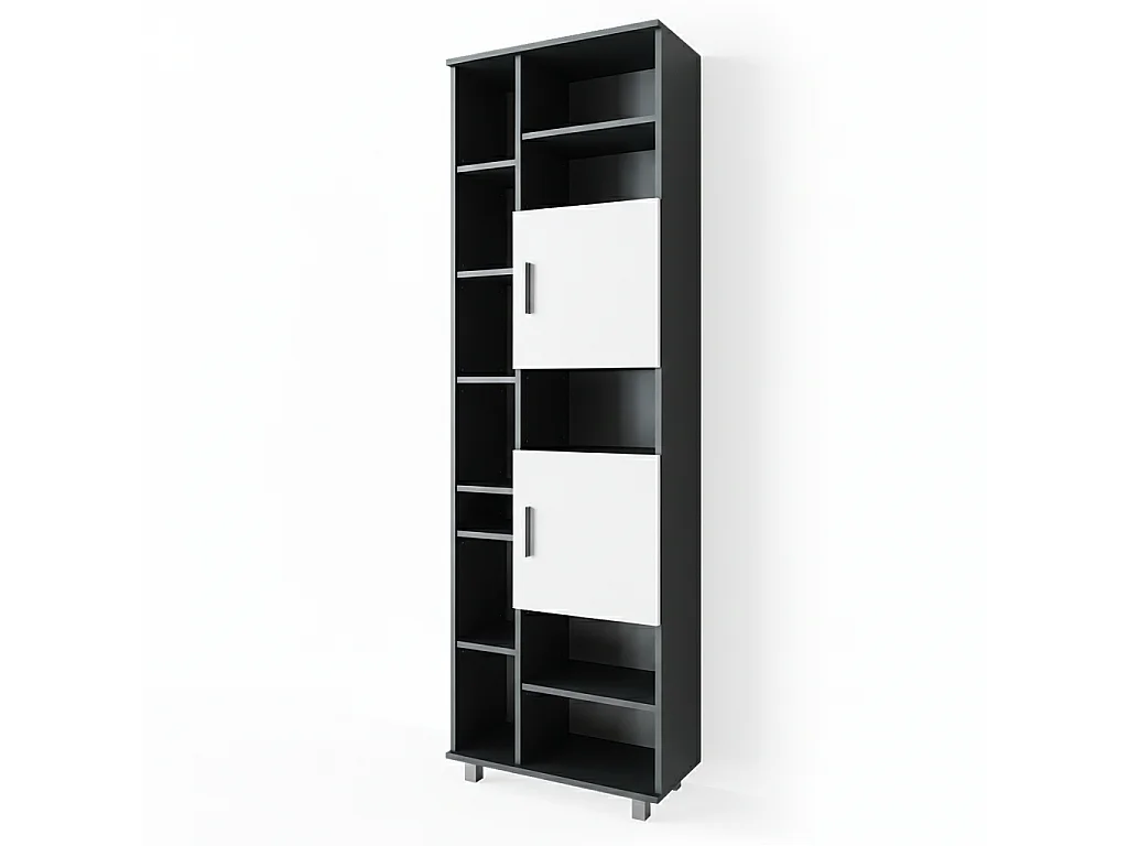 Meuble salle de bain anthracite/blanc 60x30x190 ilias