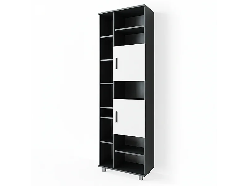 Meuble salle de bain anthracite/blanc 60x30x190 ilias