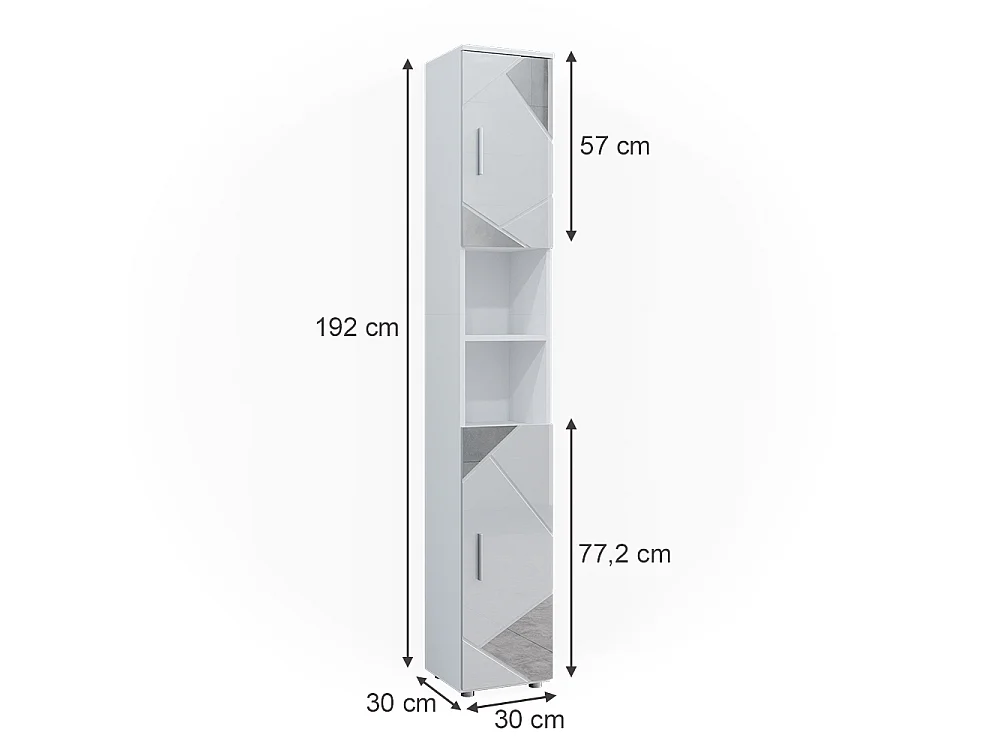 Meuble salle de bain blanc brillant avec inserts 30x30x192 irma