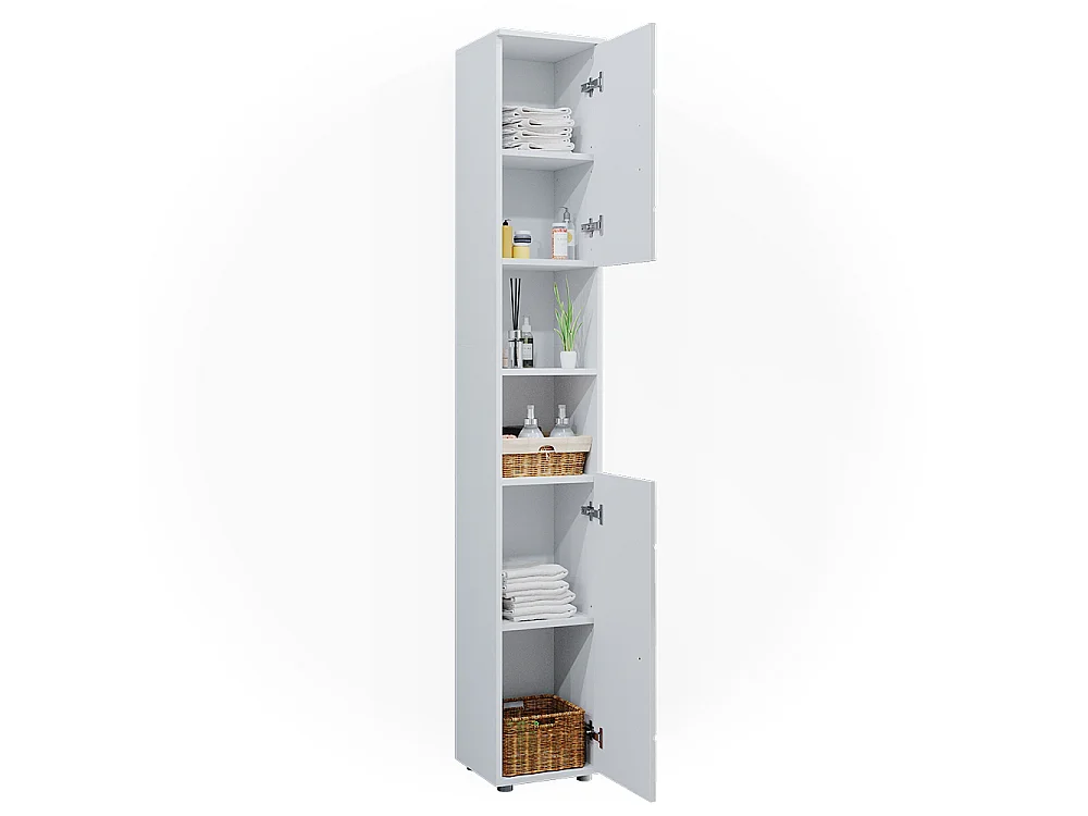 Meuble salle de bain blanc brillant avec inserts 30x30x192 irma