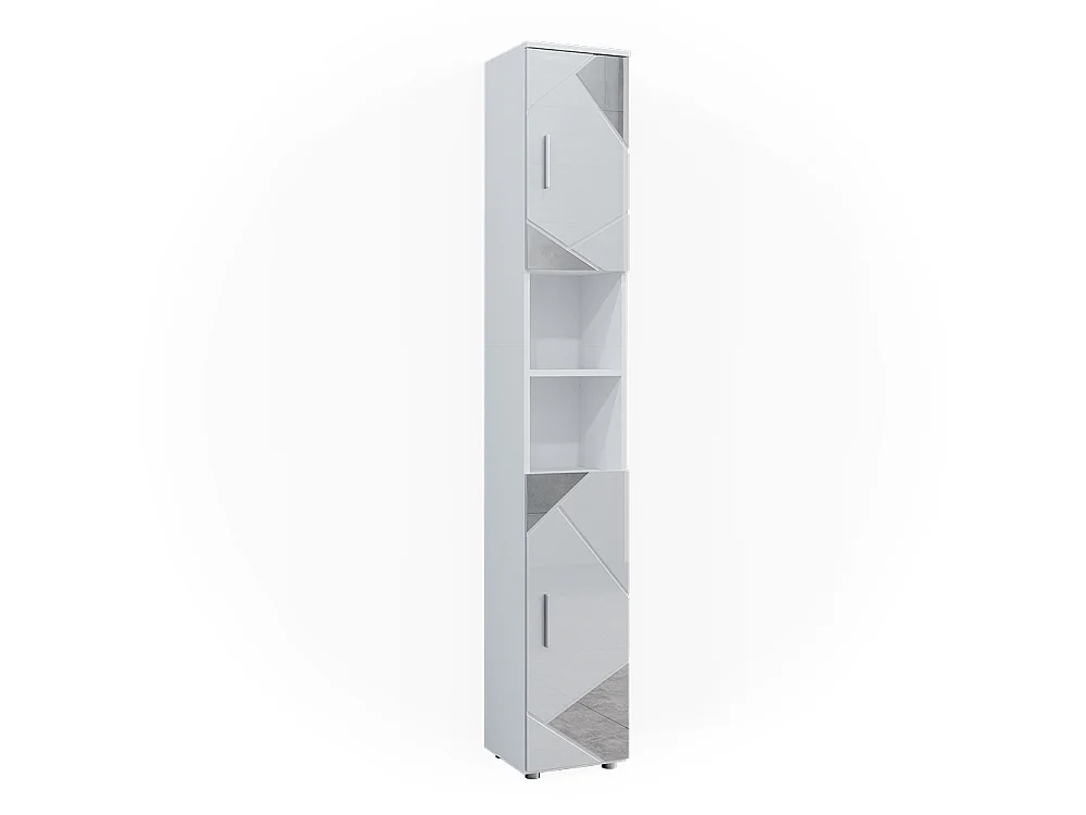 Meuble salle de bain blanc brillant avec inserts 30x30x192 irma