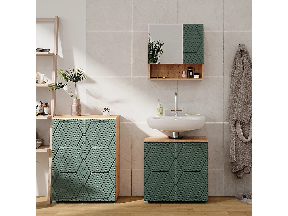 Midischrank goldkraft eiche/grün 60x30x81 irma