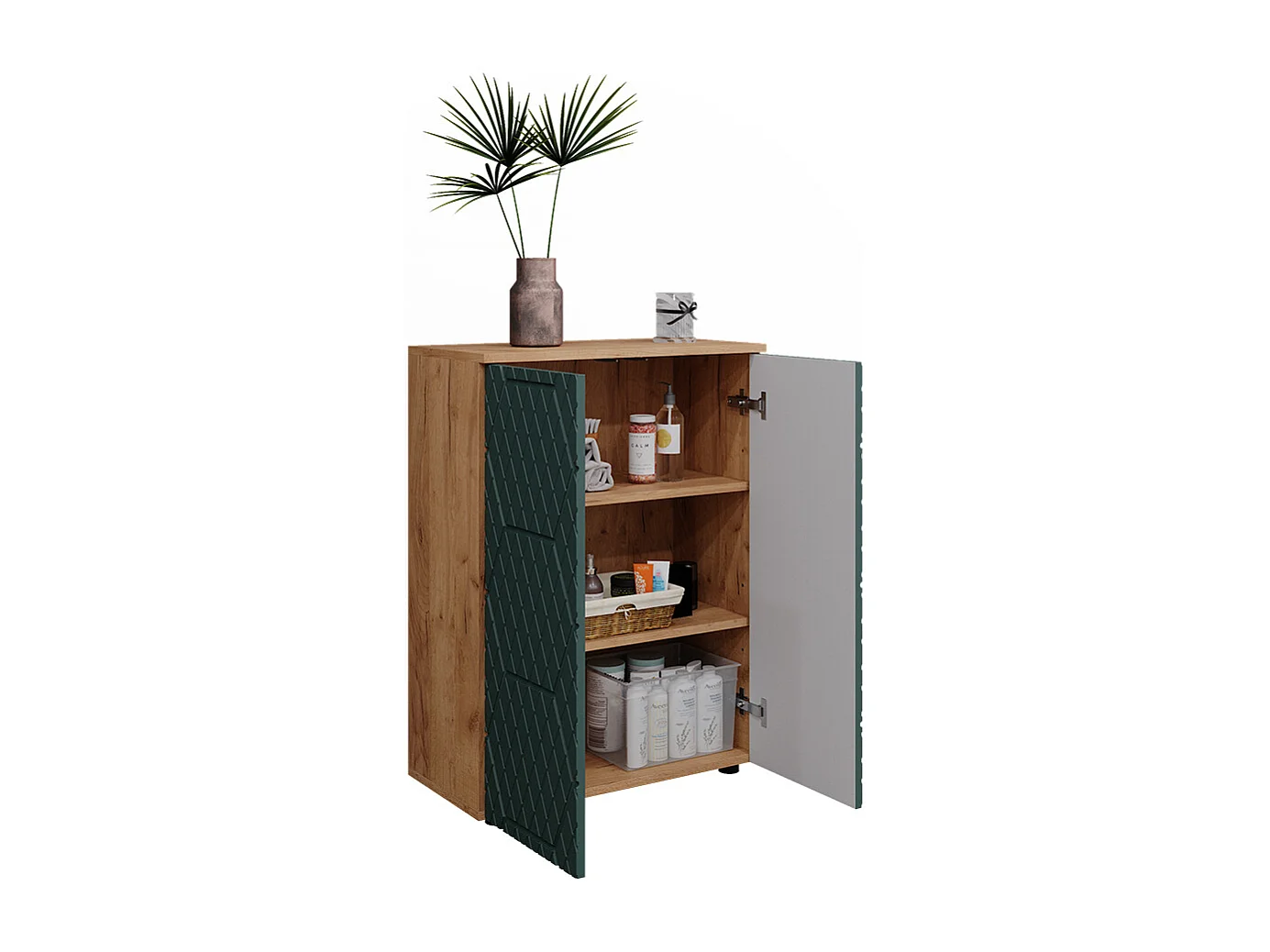 Midischrank goldkraft eiche/grün 60x30x81 irma