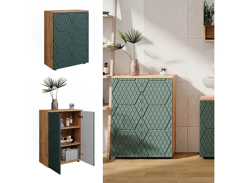 armoire midisch force dor chêne/vert 60x30x81 irma